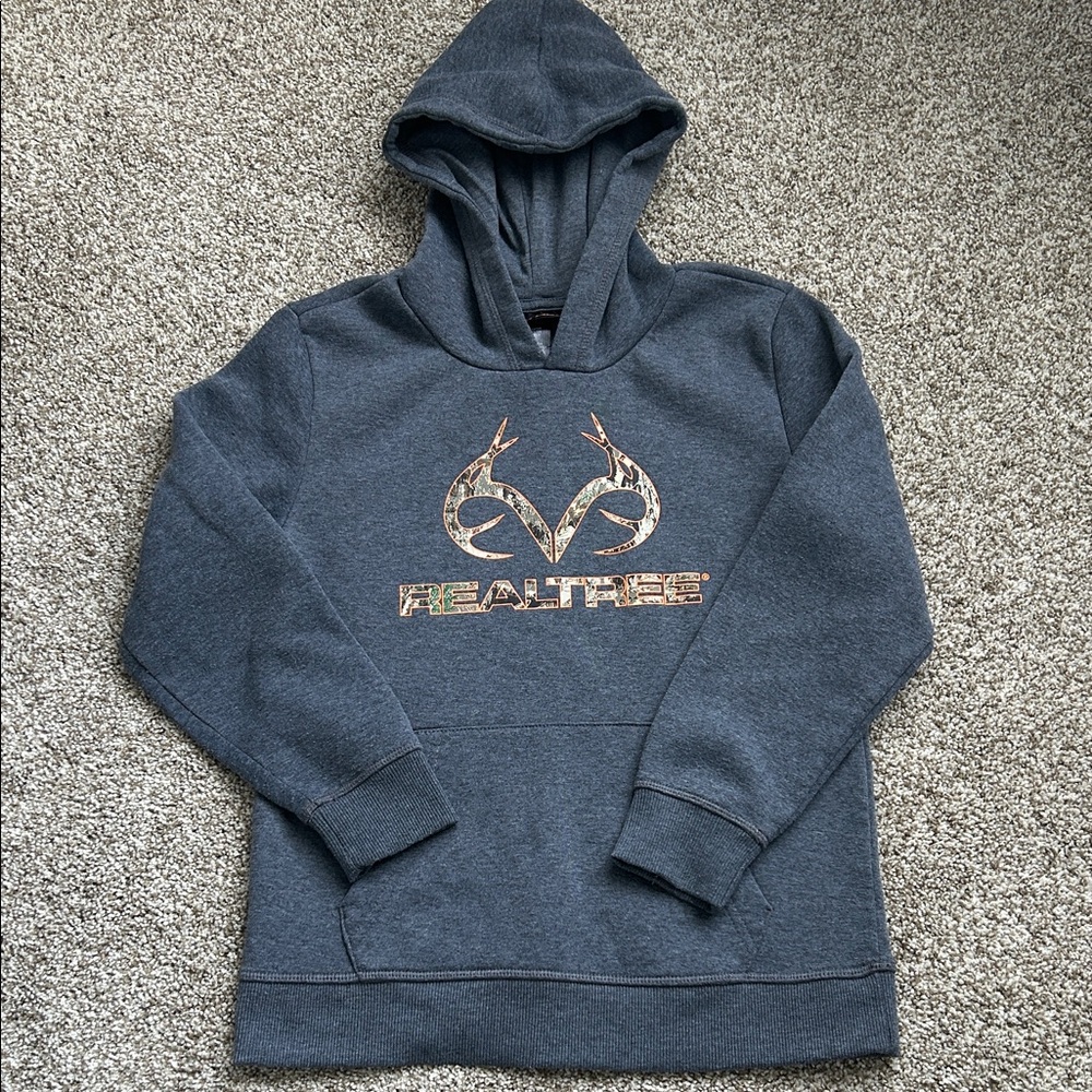 Boys Realtree Dark Gray/Camo/Orange Hoodie, Size 10/12